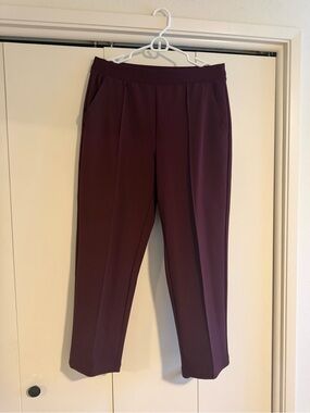 LOFT Women's Wine Pull-On Straight-Leg Trousers